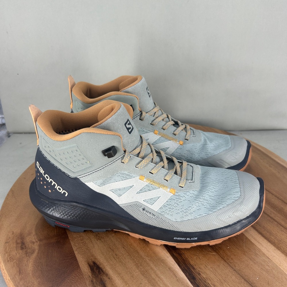 Salomon Outpulse Mid GTX Waterproof Hiking Boots Grey Blue Orange Womens 9.5
